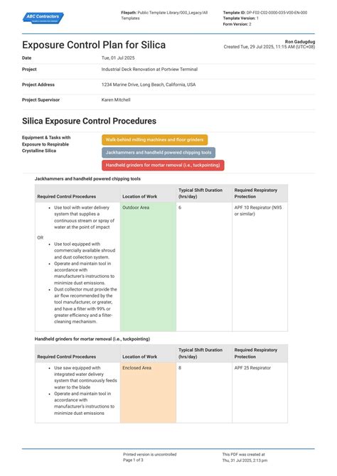 Enbbp Exposure Control Plan Template