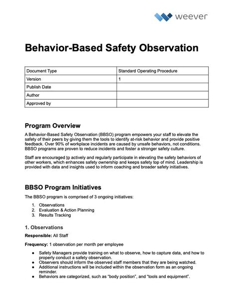 Enbehavior Based Safety Program Template