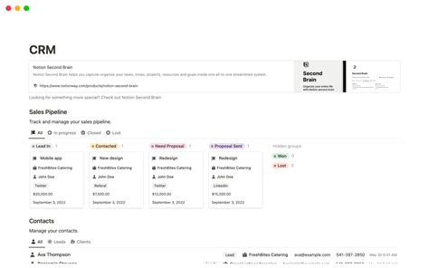Enbest Notion Crm Template