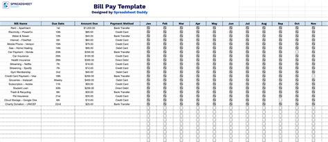 Enbill Pay Spreadsheet Template