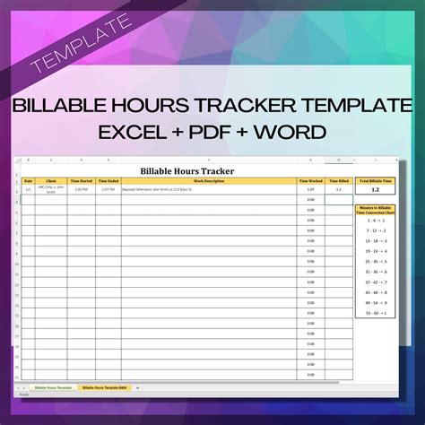 Enbillable Hours Chart Excel Template