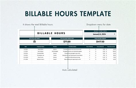 Enbillable Hours Template Google Docs