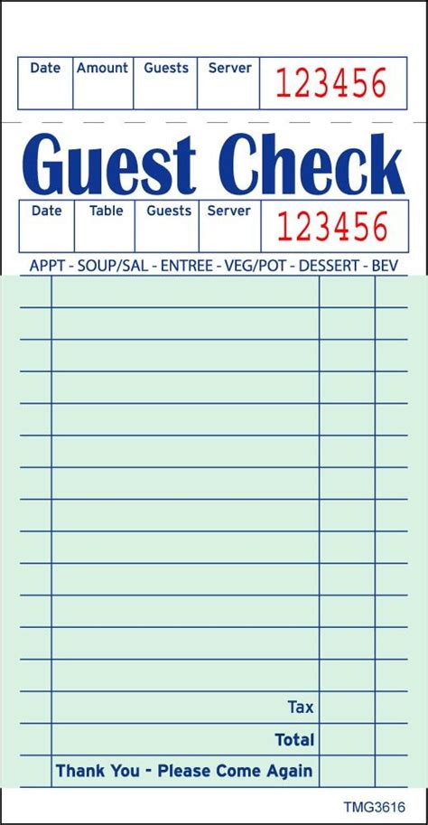 Enblank Guest Check Template