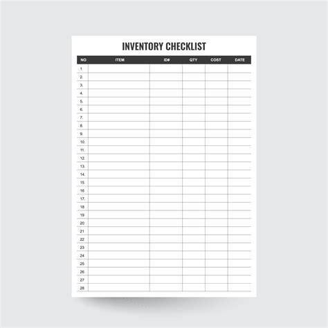 Enblank Inventory List Template