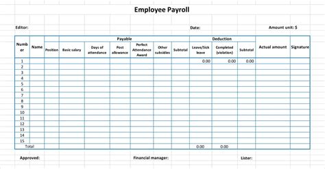 Enblank Payroll Template