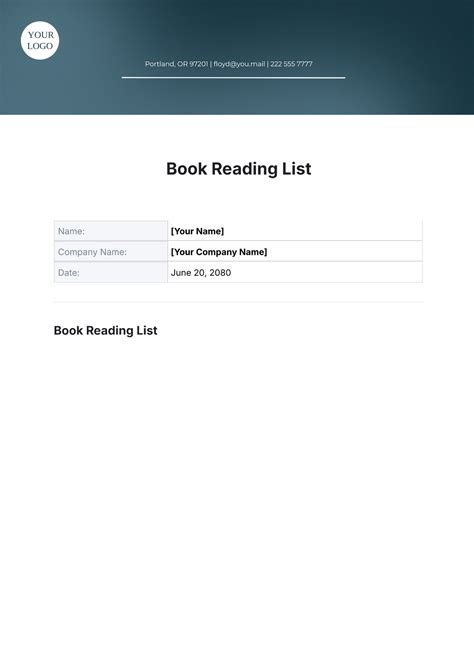 Enbook Reading List Template