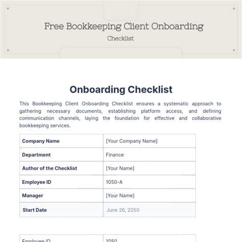Enbookkeeping Client Onboarding Checklist Template