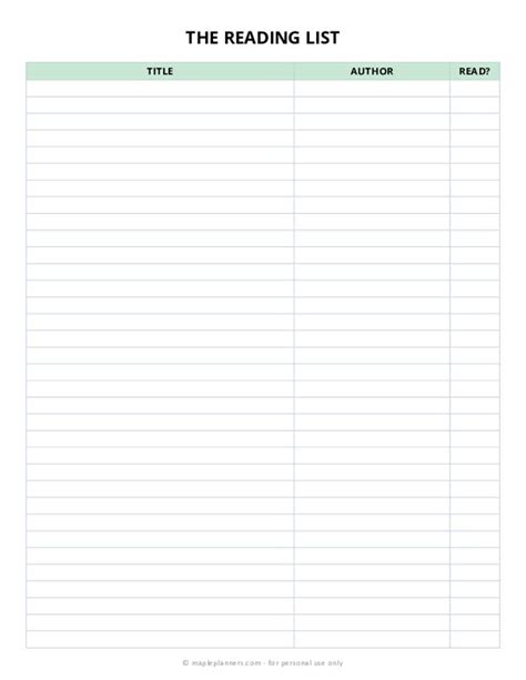 Enbooks To Read List Template