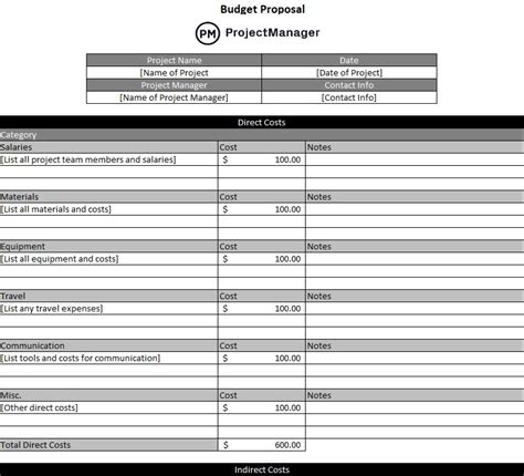 Enbudget Proposal Excel Template