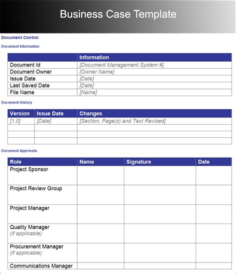 Enbusiness Case Excel Template