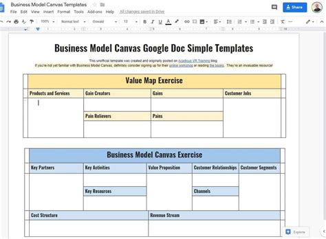 Enbusiness Model Canvas Template Google Docs