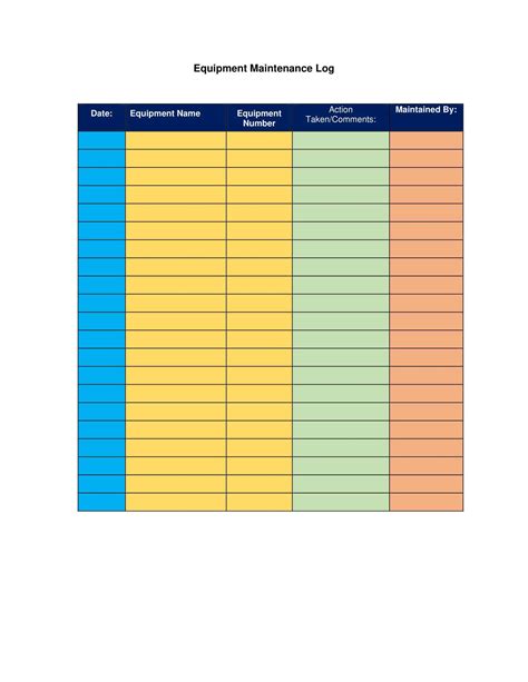 Encalibration Log Excel Template