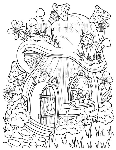 Enchanted Forest Fairy House Coloring Pages