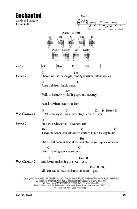 enchanted taylor swift lyrics chords