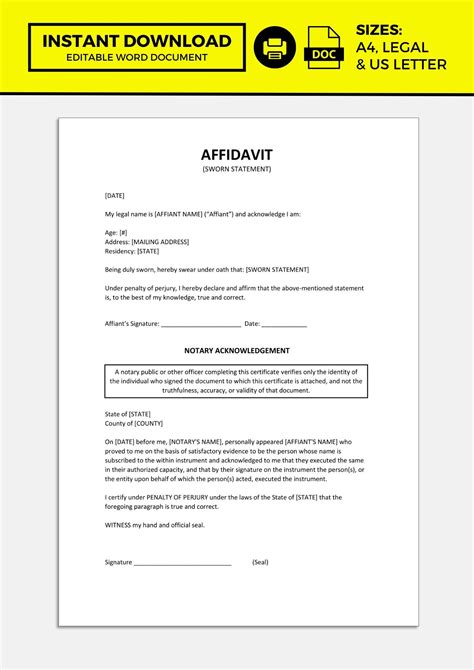 Encharacter Affidavit Template