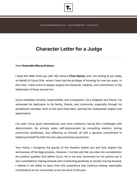 Encharacter Letter For Judge Template