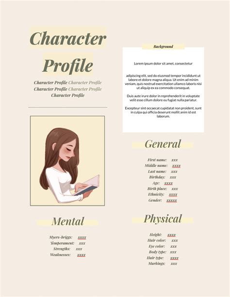 Encharacter Profile Template Google Docs