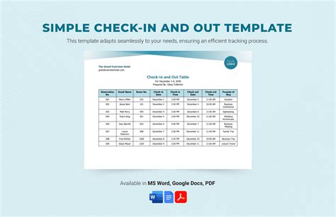 Encheck In And Check Out Template