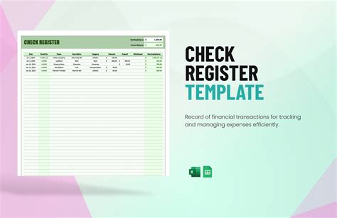 Encheck Register Template For Excel