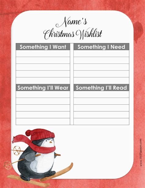 Enchristmas List Template Google Docs