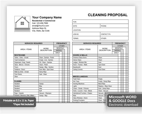 Encleaning Proposal Template Word