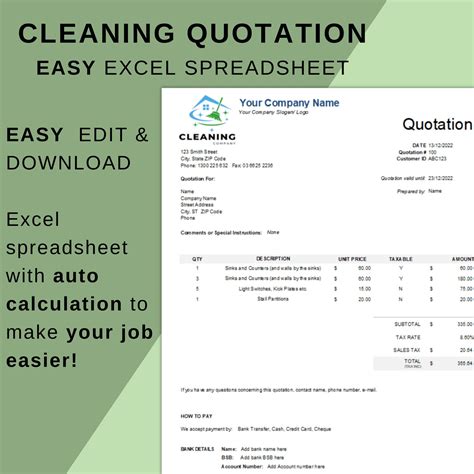 Encleaning Quotation Template Excel