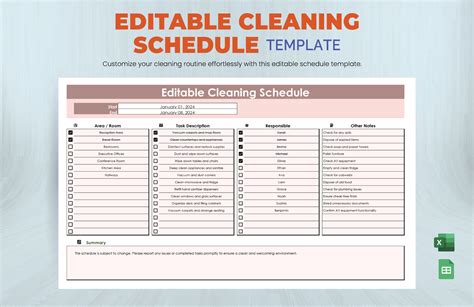 Encleaning Schedule Excel Template