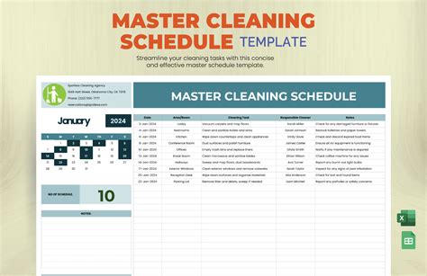 Encleaning Schedule Template Excel