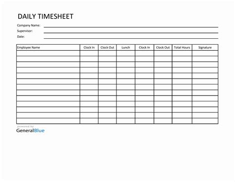 Enclock In Clock Out Sheet Template