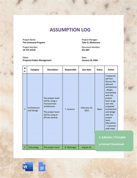 Encommission Log Template