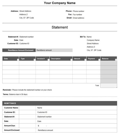 Encommission Statement Template Excel