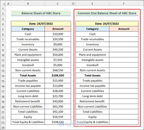 Encommon Size Balance Sheet Excel Template