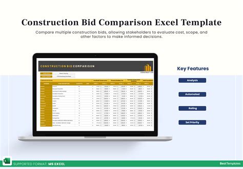 Enconstruction Bid Comparison Template Excel