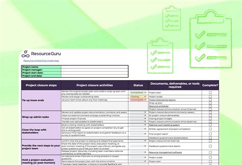 Enconstruction Checklist Template Excel