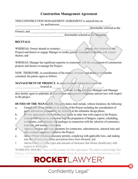 Enconstruction Management Agreement Template