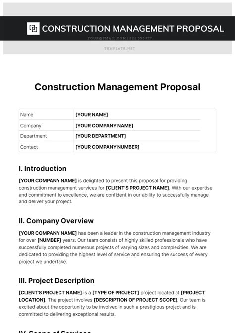 Enconstruction Management Proposal Template