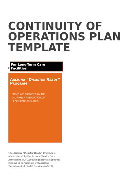 Encontinuity Of Operations Plan Template
