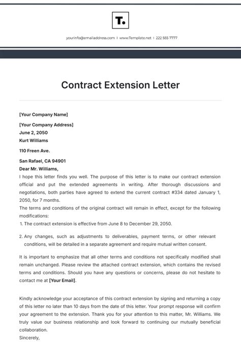Encontract Extension Letter Template