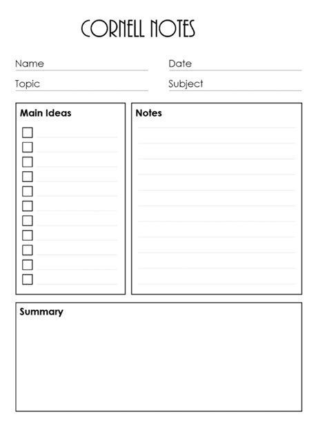 Encornell Note Template Word