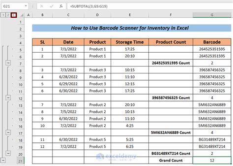 Encounting Inventory With Barcode Scanner Excel Template