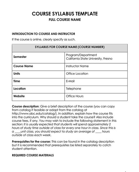 Encourse Syllabus Template Word