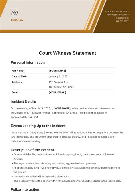 Encourt Statement Template