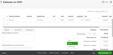 Encreate Estimate Template In Quickbooks