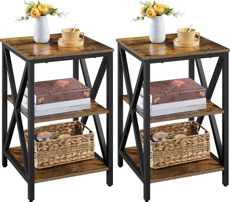 End Table With Storage Shelves