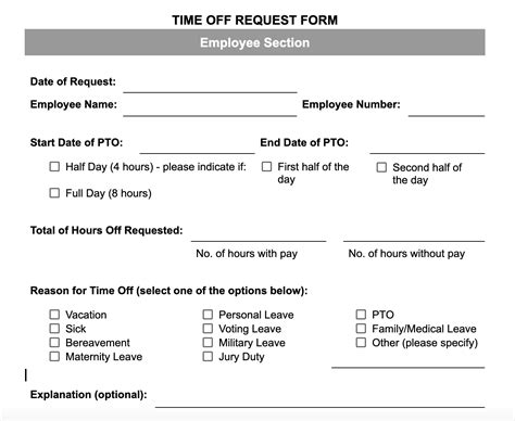 Enday Off Request Form Template