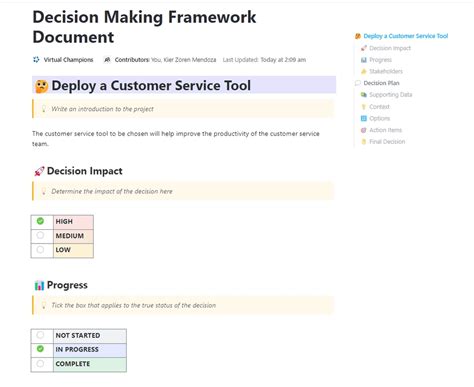 Endecision Making Framework Template