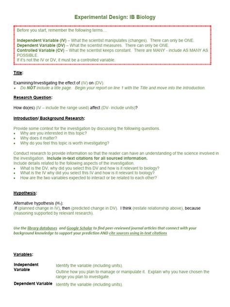 Endesign Of Experiments Template