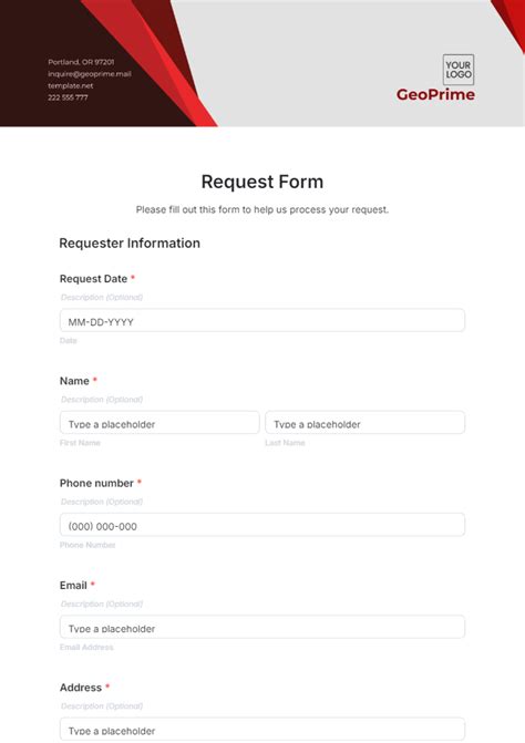 Endevelopment Request Form Template