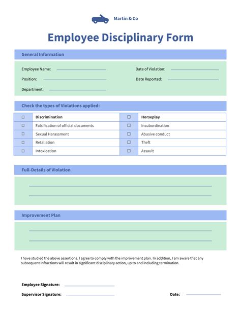 Endiscipline Form Template