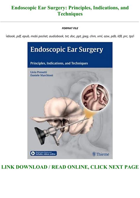 Endoscopic Ear Surgery Principles Indications And Techniques